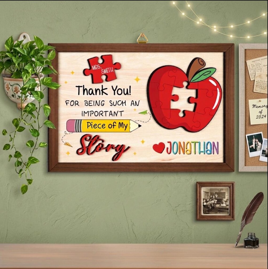 Teacher Puzzle Sign, Teacher Appreciation Gift, Puzzle Piece Wooden ...