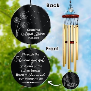 Memorial Wind Chime Personalized, In Memory of loved one, Sympathy Gift, Through The Strongest Of Storms Wind Chime, Loss Of Loved Ones Gift