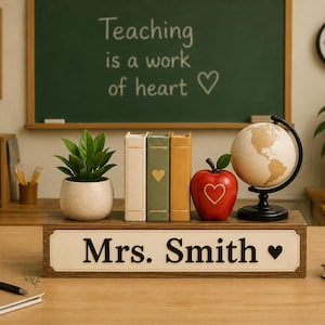 Personalized Teacher Desk Decor,Custom Teacher Name Sign,Classroom Desk Organizer,Teacher Appreciation Gift,Back to School Gift,Office Decor image 6