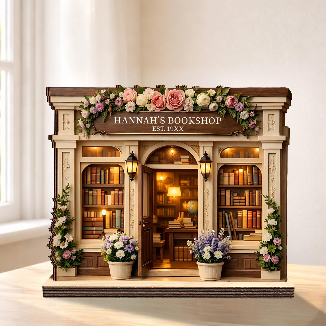 Personalized Bookshop 2D Sign,custom Name Bookshelf Sitter,floral ...