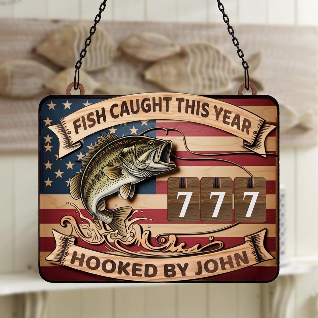 Custom Fish Caught This Year Tracker Sign,fishing Counter,fishing Lover ...