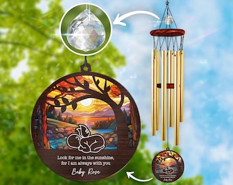 Carillón de viento personalizado por la pérdida de un bebé, carillón de viento conmemorativo, carillón de viento de simpatía, regalo de duelo por un bebé