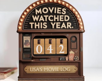 Gepersonaliseerde vintage films dit jaar bekeken teken, teken filmtracker, filmteller cadeau, cadeau voor filmliefhebber, filmfans, cadeau filmliefhebber