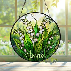 Maiglöckchen Stain Glass Suncatcher, Lilie Mai Geburt Monat Blumen Fenster Aufhängen, Pflanzen Liebhaber Geschenk, Blumen Garten Decor, Geschenk für Mama