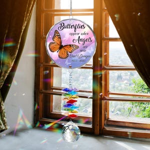 Butterfly Memorial Crystal Suncatcher, Sympathy Gift, Remembrance Gift for Loss of Father, Mother Sympathy Garden Decor, Monarch Butterfly