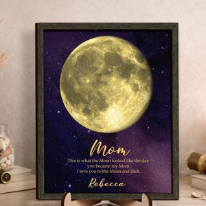 Fase lunare personalizzata con cornice per data, il giorno in cui sei diventata mia mamma, regalo per la mamma da parte della figlia, regalo per la festa della mamma, regalo di compleanno per la mamma