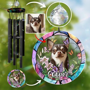 Dog Memorial Wind Chime, Custom Portrait from Photo, Remembrance Wind Chime, Loss of Cat Gift, Dog Death Gift, Pet Loss Gift, Pet Suncatcher
