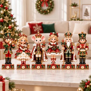Nötknäpparen jul 2D träkloss, kunglig krona nötknäppare soldat dekor, festlig julhylla manteldekor, julhemdekor