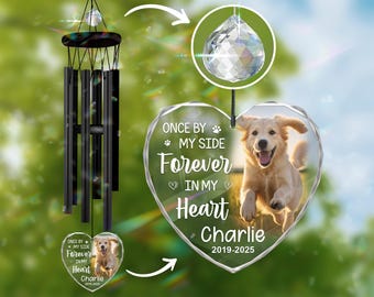 Aangepaste hond Memorial windgong, graveren huisdier Memorial buiten windgong, hond kat verlies herinnering cadeau, huisdier luisteren naar de windgong