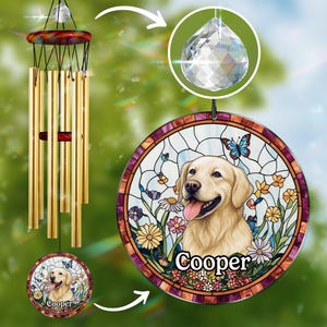 Custom Pet Portrait Wind Chime, Dog Suncatcher Wind Chime, Loss of Cat Keepsake, Memorial Gift for Dog or Cat Lover, Pet Passing Remembrance