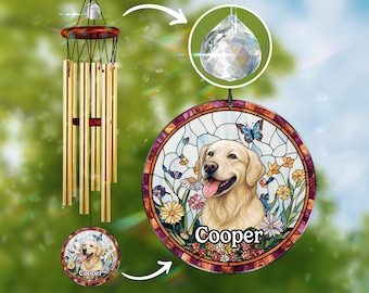Custom Pet Portrait Wind Chime, Dog Suncatcher Wind Chime, Loss of Cat Keepsake, Memorial Gift for Dog or Cat Lover, Pet Passing Remembrance