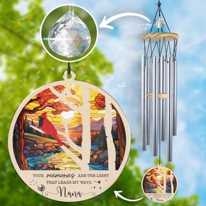 Sympathy Windchime for Heavenly Mom, Loss of Mom Gift, Suncatcher Custom with Windchime, Bereavement Gift, Gifts Loss Of Loved