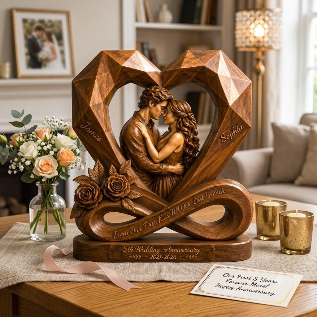 Personalized Couple Photo Heart Wooden Block, Custom Name Heart