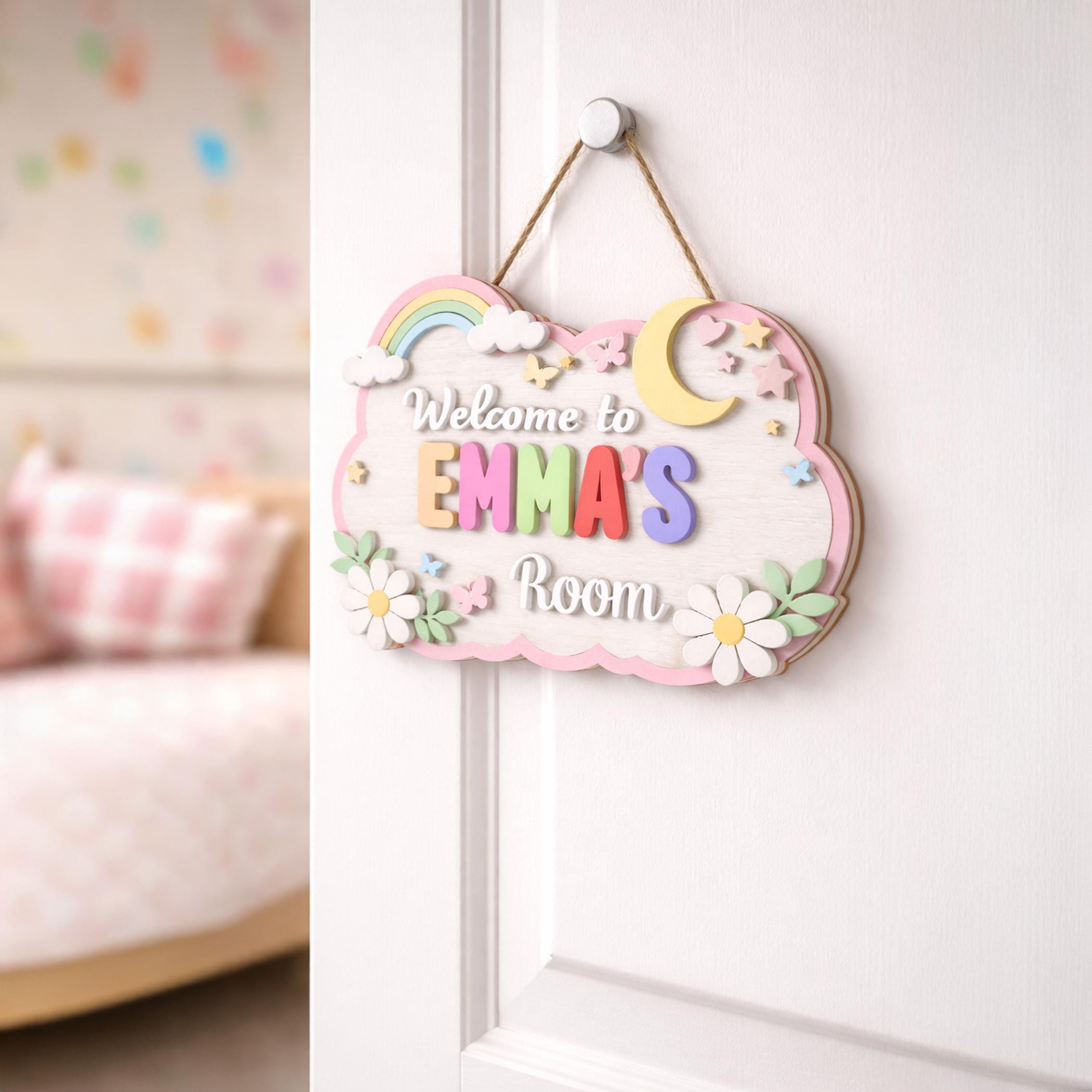 Panneau Spark Of Joy Pour Porte D'Entrée, Couronne Ronde En Bois