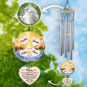 Personalized Wind Chimes for Mama, Mother&#39;s Day Gift for Mommy, Custom Family Name Windchimes for Mom&#39;s Birthday, Birthdays Gifts for Mother