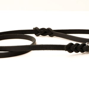 6 foot Traditional Dog Lead: a Premium Leather Leash in BLACK, choice of width size image 2