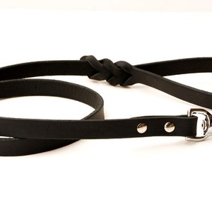6 foot Traditional Dog Lead: a Premium Leather Leash in BLACK, choice of width size image 1