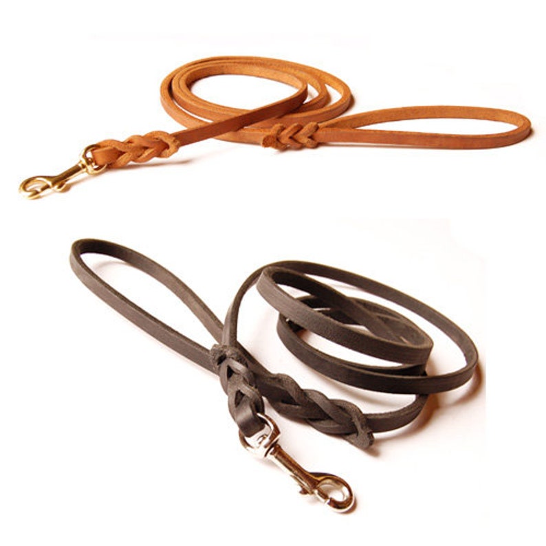 4 foot long Traditional Lead: Premium Leather Dog Leash your choice of color & width image 1