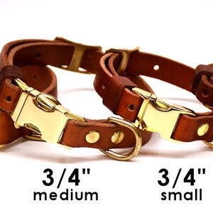 Leather Quick-Release Dog Collar in TAN or BLACK adjustable image 3