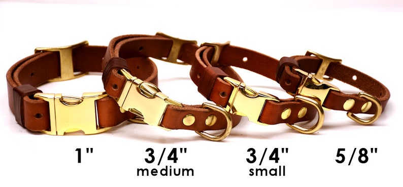 Leather Quick-Release Dog Collar in TAN or BLACK adjustable image 3