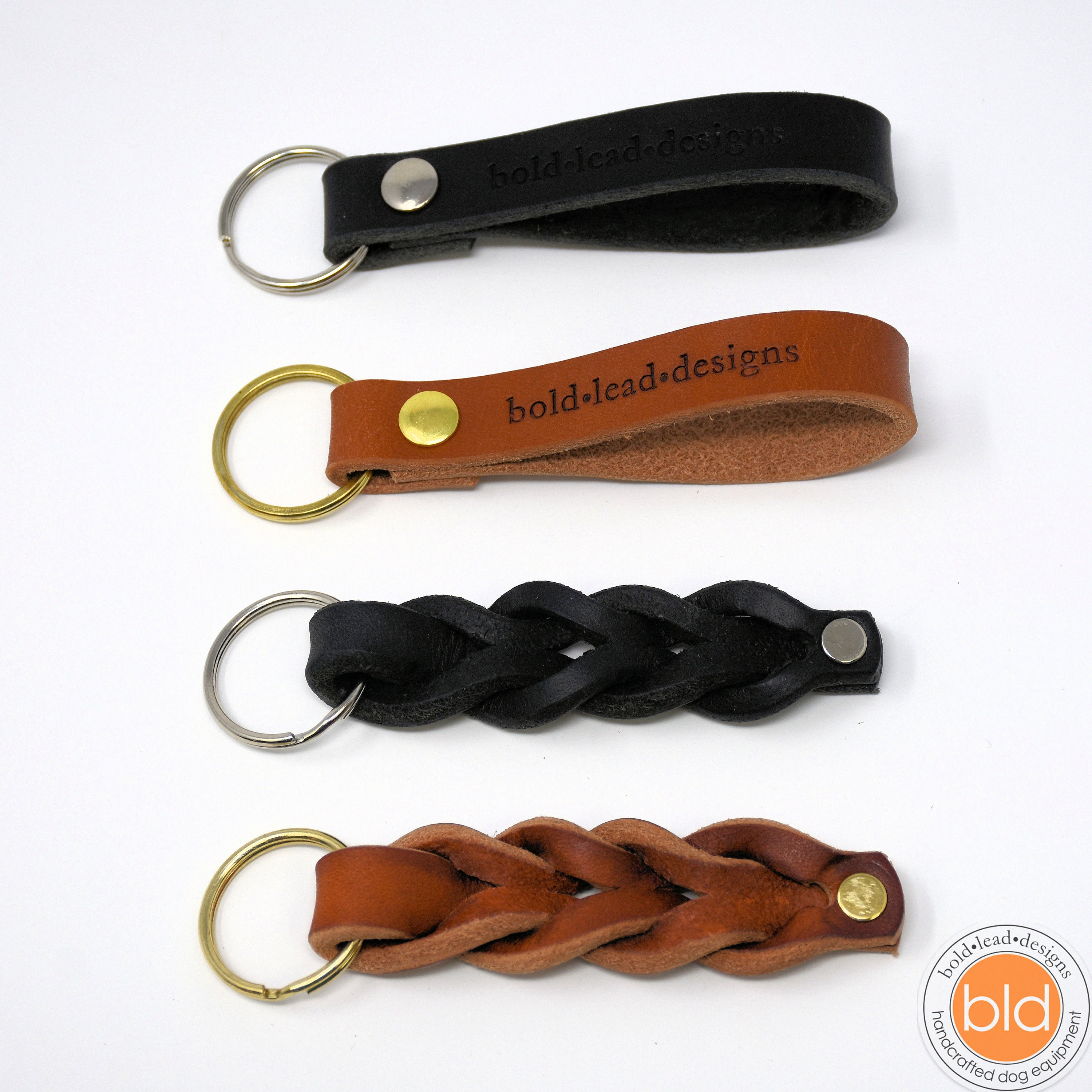 Braided Leather Keychain, Leather Braid Key Fob, Mens Key Ring W