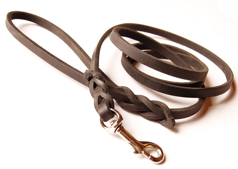 4 foot long Traditional Lead: Premium Leather Dog Leash your choice of color & width image 3