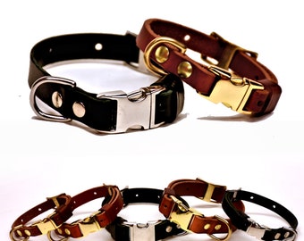 Leather Quick-Release Dog Collar in TAN or BLACK (adjustable)