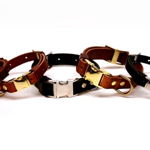 Leather Quick-Release Dog Collar in TAN or BLACK adjustable image 2