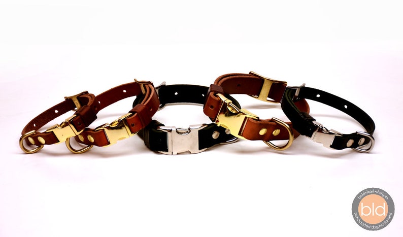 Leather Quick-Release Dog Collar in TAN or BLACK adjustable image 2