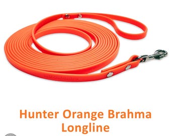 10 ft. Weatherproof Longline - HUNTER ORANGE Brahma soft grip dog leash