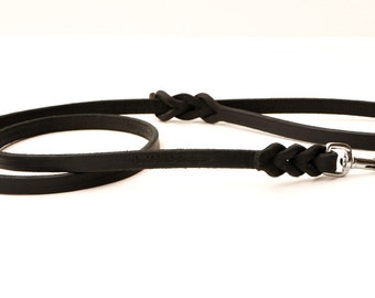 Custom Traditional Lead: A Premium Black Leather Dog Leash--choose your ideal length and width