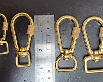 5x Locking Carabiner Swivel Snap, Solid Brass, premium quality dog leash hardware bulk wholesale packs, small, medium, large, extra large