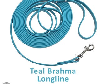 10 ft. Weatherproof Longline - TEAL Brahma soft grip dog leash
