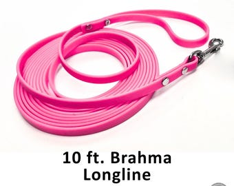 10 ft. Weatherproof Longline - Bright Pink Brahma soft grip dog leash