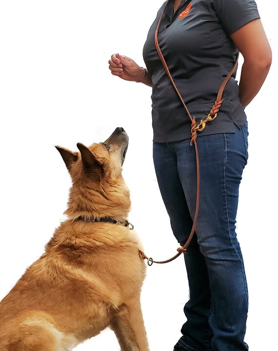 8x8 in BLACK 8 Ft. L O N G 8 way Versatile Leather Dog Lead