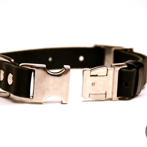 Leather Quick-Release Dog Collar in TAN or BLACK adjustable image 6