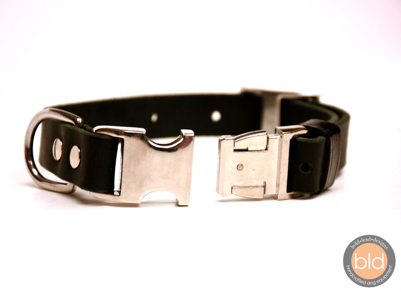 Leather Quick-Release Dog Collar in TAN or BLACK adjustable image 6