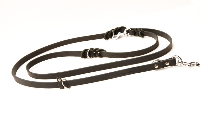 8x8 in BLACK 8 ft. L-O-N-G 8-Way versatile leather dog lead LIFETIME WARRANTY image 5