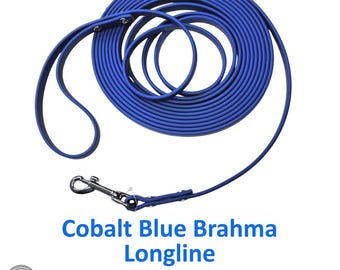 10 ft. Weatherproof Longline - Cobalt Blue Brahma soft grip dog leash