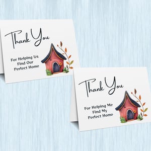 Realtor Danksagungskarte - schrulliges Haus Design, Sofort Download, Wertschätzung der Wohnung