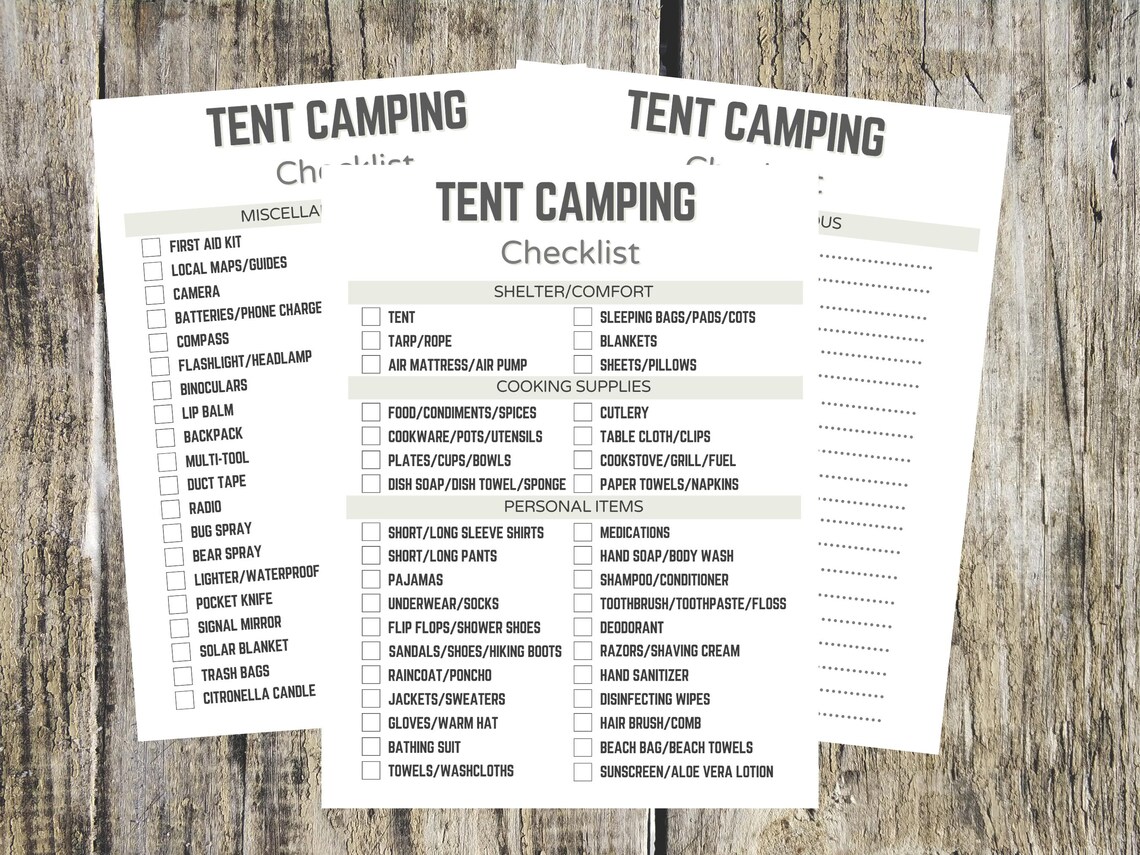 Tent Camping Checklist Printable your Ultimate Camping Organizer 3