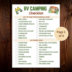 Planificateur de voyage en camping-car et liste de contrôle des fournitures de voyage - Téléchargement immédiat