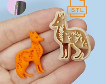 Fox Polymer Clay Cutter STL, Floral Animal Design (35-50mm)