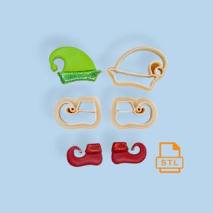 Elf hat and boots Clay Cutter STL, Clay Cutter STL 2 sizes, Elf Clay cutter Stl, Boots clay cutter stl, Christmas clay cutter STL