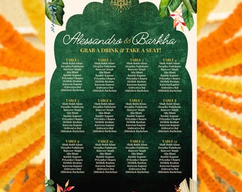 Editable Indian Wedding Seating Chart 9 Color Pack | Elegant South Asian Wedding Decor for Haldi, Mehendi, Sangeet, Wedding Reception