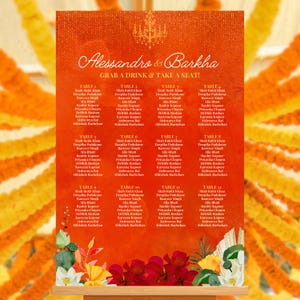 Bearbeitbarer Hochzeits-Sitzplan 9 Color Pack | "Glam-Botanisches Hochzeitsdekor für Probeessen, Brunch, Zeremonie, Empfang."
