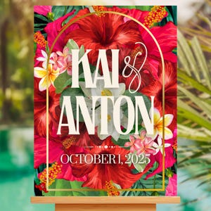 Editable Wedding Welcome Sign | Vibrant & Luxurious Floral Wedding Decor Engagement, Ceremony, Reception, Cocktail Party