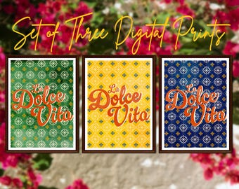 Set di stampe artistiche della Costiera Amalfitana: decorazioni estive italiane (download digitale)