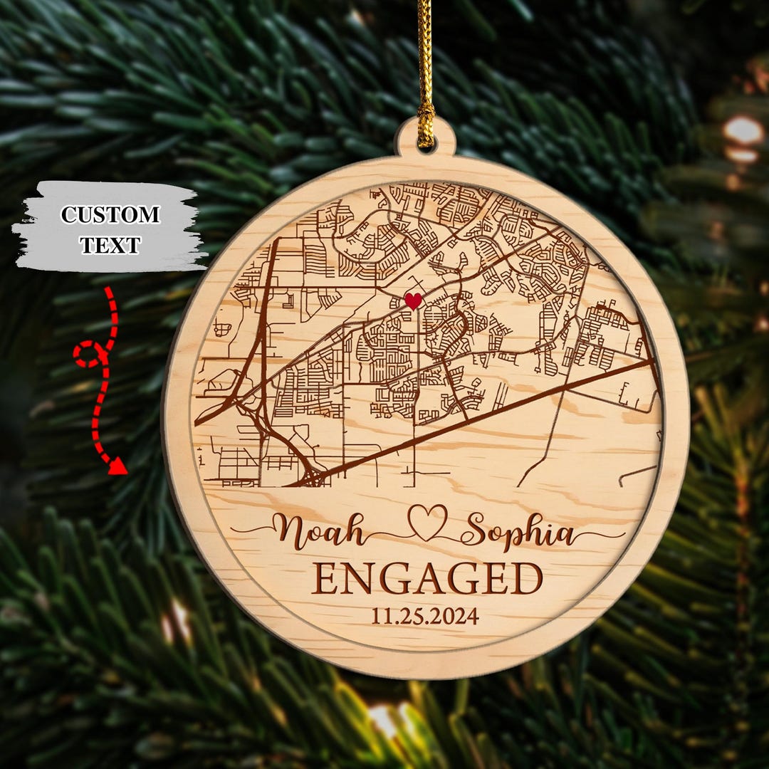 Custom Map Ornament,personalized Engagement Gift,first Christmas ...