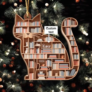 Personalized Wooden Christmas Ornament for Book Lovers | Custom Bookcase Tree Decoration | Unique Gift for Readers, Teachers & Librarians